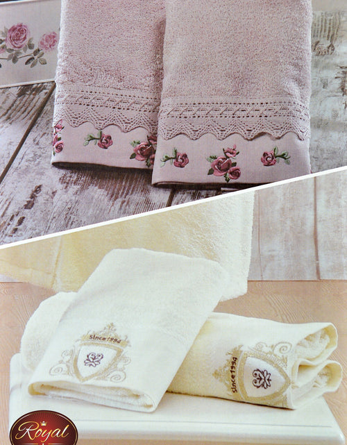 Load image into Gallery viewer, 4 Pcs "Gulru" Towel Set 100% Cotton