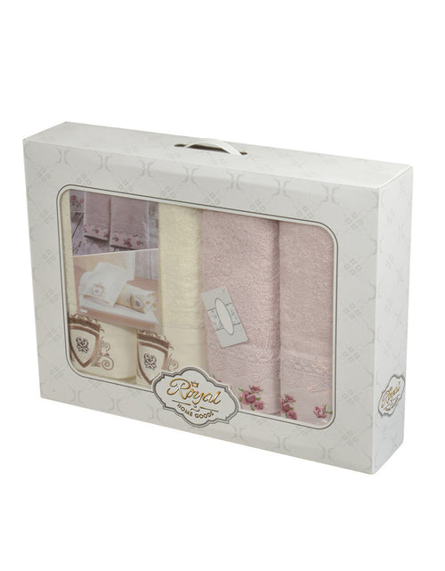 Load image into Gallery viewer, 4 Pcs "Gulru" Towel Set 100% Cotton
