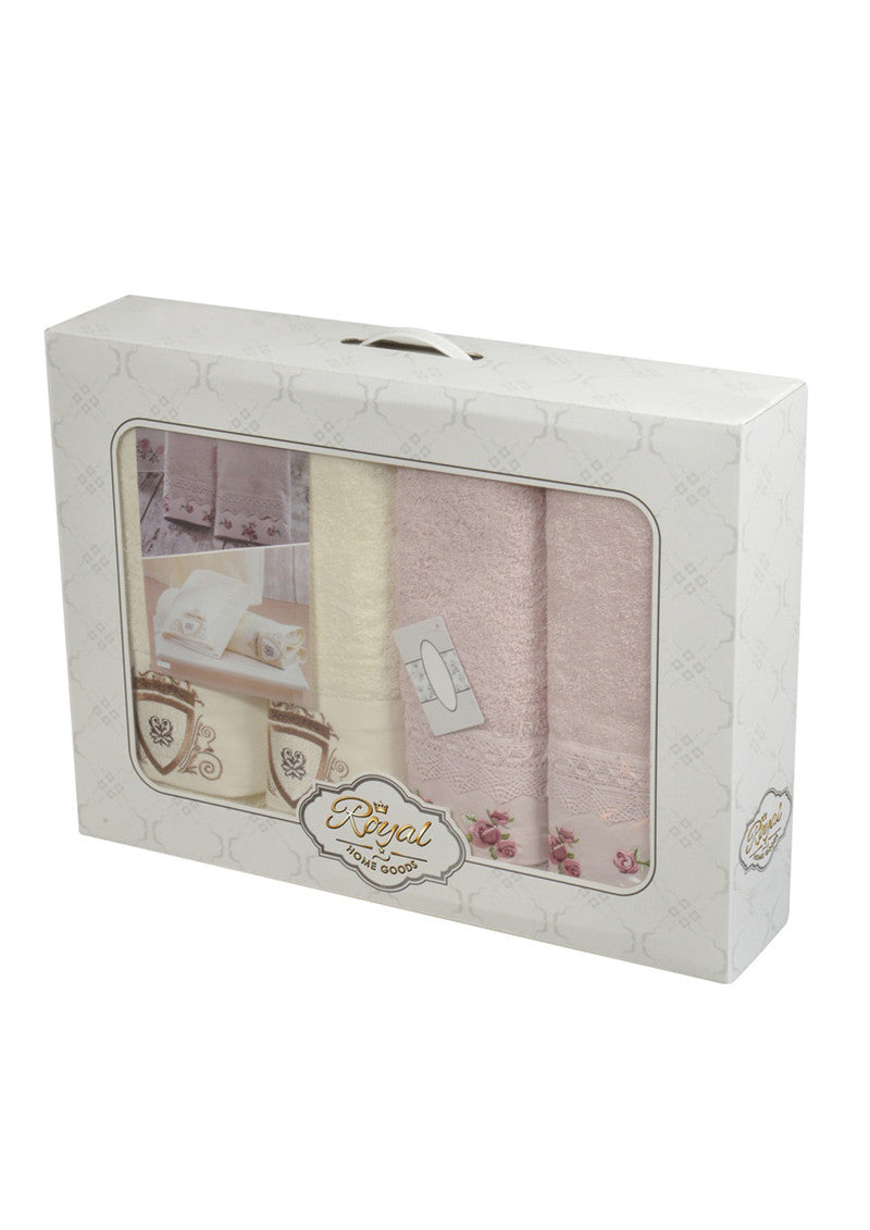 4 Pcs "Gulru" Towel Set 100% Cotton