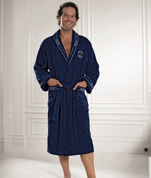 Load image into Gallery viewer, Marine Men's Bathrobe 100% Soft Cotton