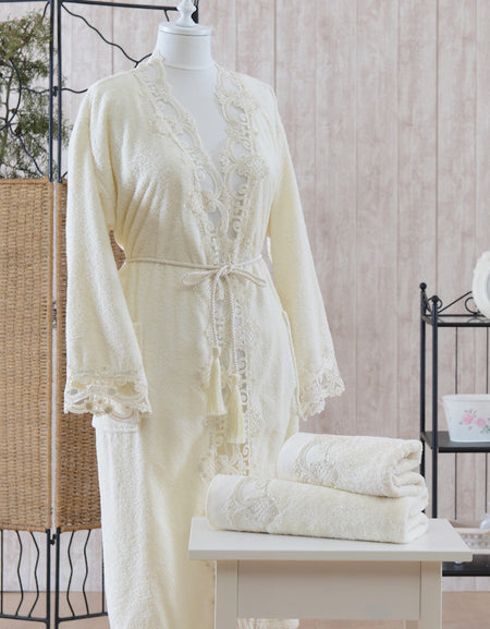 3 Pcs "SACHA" Bathrobe Set 100% Cotton