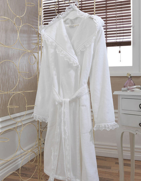 "Luna" Ladies Bathrobe With Hood 100% Soft Cotton