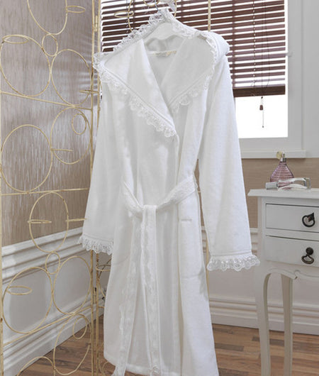 "Luna" Ladies Bathrobe With Hood 100% Soft Cotton